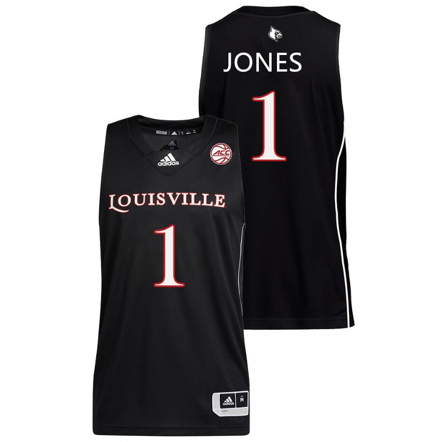Mens Youth Louisville Cardinals #1 Carlik Jones 2022 Black College Basketball Jersey