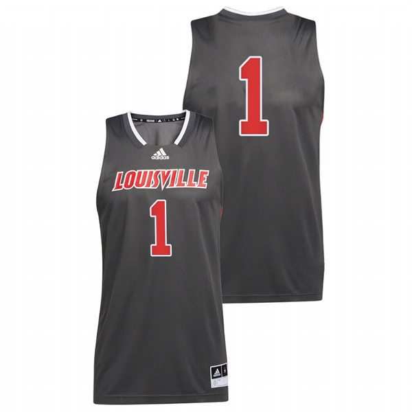 Mens Youth Louisville Cardinals #1 Carlik Jones Grey College Basketball Reverse Retro Jersey
