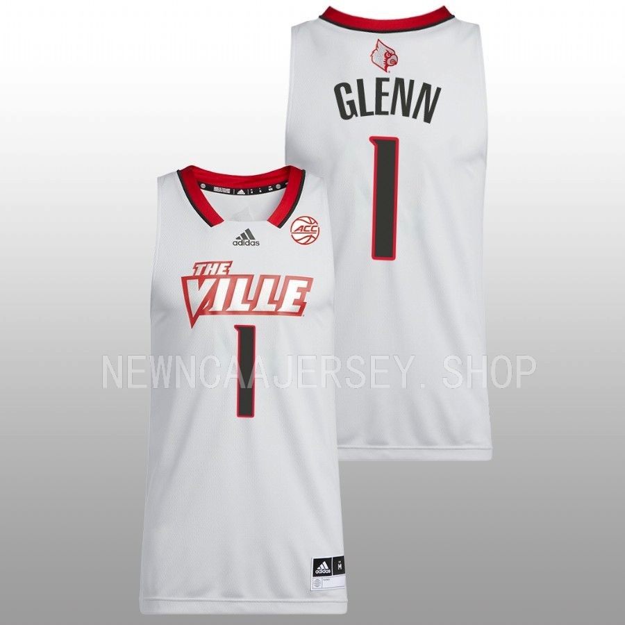 Mens Youth Louisville Cardinals #1 Kaleb Glenn Light Grey 2022-23 Basketball THE VILLE Jersey  (2)