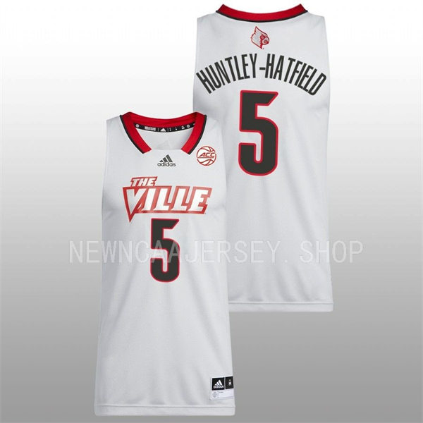 Mens Youth Louisville Cardinals #5 Brandon Huntley-Hatfield Light Grey 2022-23 Basketball THE VILLE Jersey  (2)