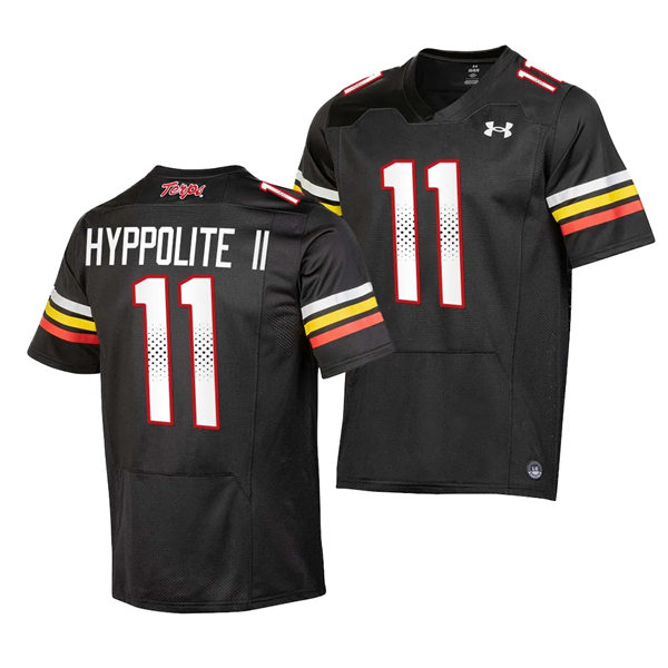 Mens Youth Maryland Terrapins #11 Ruben Hyppolite II 2023 Black Football Game Jersey
