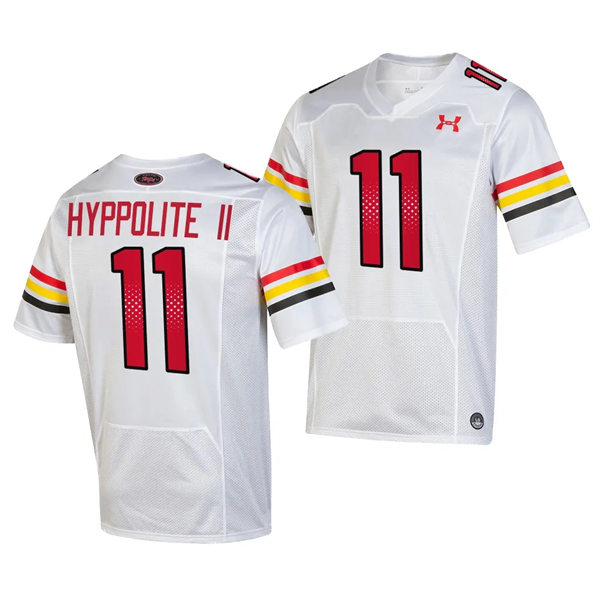 Mens Youth Maryland Terrapins #11 Ruben Hyppolite II 2023 White SCRIPT TERMS Football
