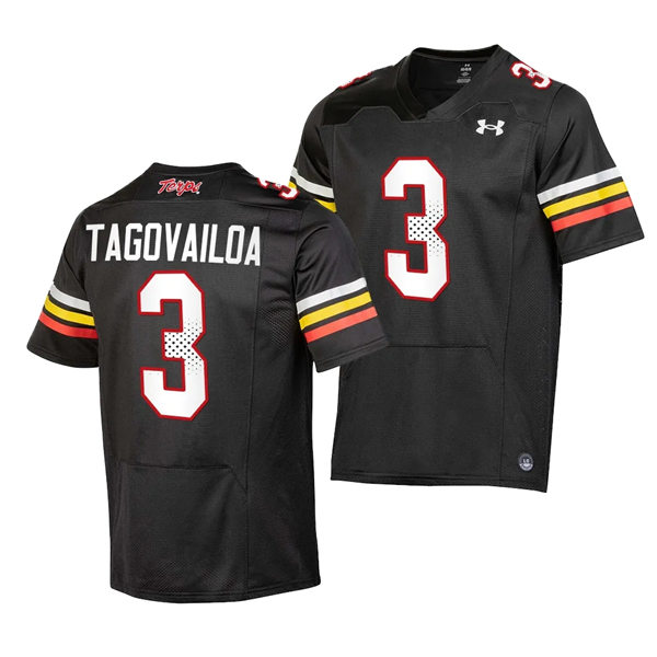 Mens Youth Maryland Terrapins #3 Taulia Tagovailoa 2023 Black Football Game Jersey