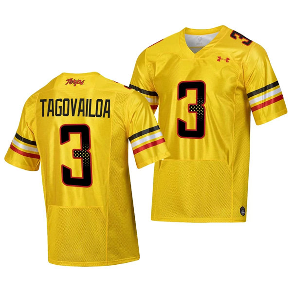 Mens Youth Maryland Terrapins #3 Taulia Tagovailoa 2023 GOLD SCRIPT TERMS Football
