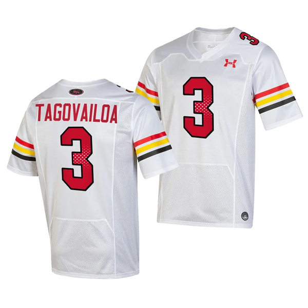 Mens Youth Maryland Terrapins #3 Taulia Tagovailoa 2023 White SCRIPT TERMS Football