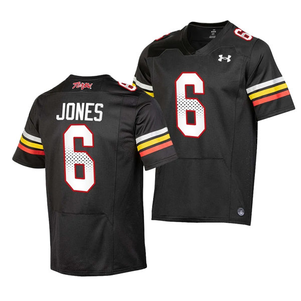 Mens Youth Maryland Terrapins #6 Jeshaun Jones 2023 Black Football Game Jersey