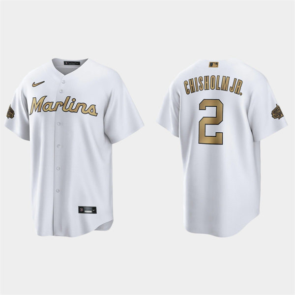 Mens Youth Miami Marlins #2 Jazz Chisholm Jr. 2022 MLB All-Star Game Jersey - White