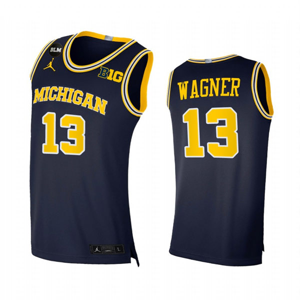 Mens Youth Michigan Wolverines #13 Moritz Wagner Navy College Basketball Game Jersey