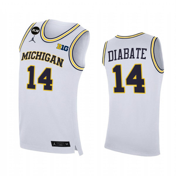 Mens Youth Michigan Wolverines #14 Moussa Diabate White College Basketball Game Jersey