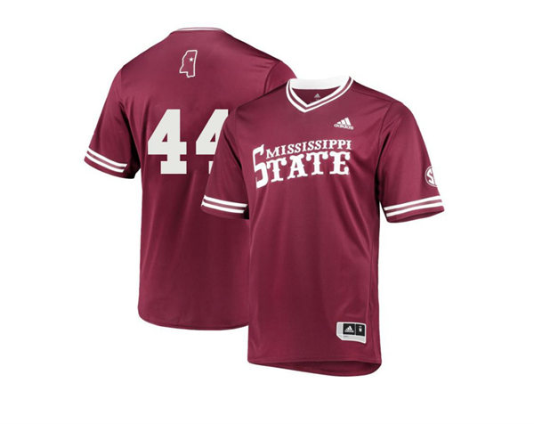 Mens Youth Mississippi State Bulldogs #44 Hunter Hines Maroon Pullover College Baseball Game Jersey