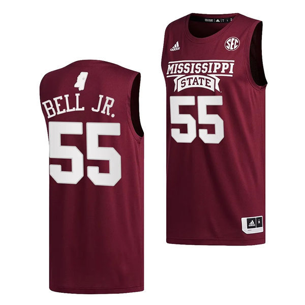 Mens Youth Mississippi State Bulldogs #55 Jimmy Bell Jr. Adidas Maroon Basketball Limited Jersey