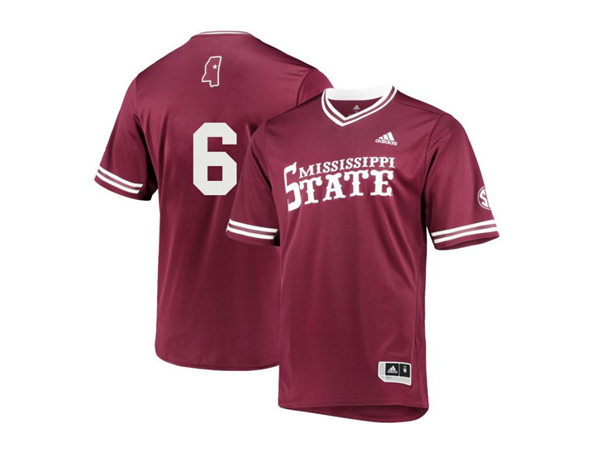 Mens Youth Mississippi State Bulldogs #6 Kamren James Maroon Pullover College Baseball Game Jersey