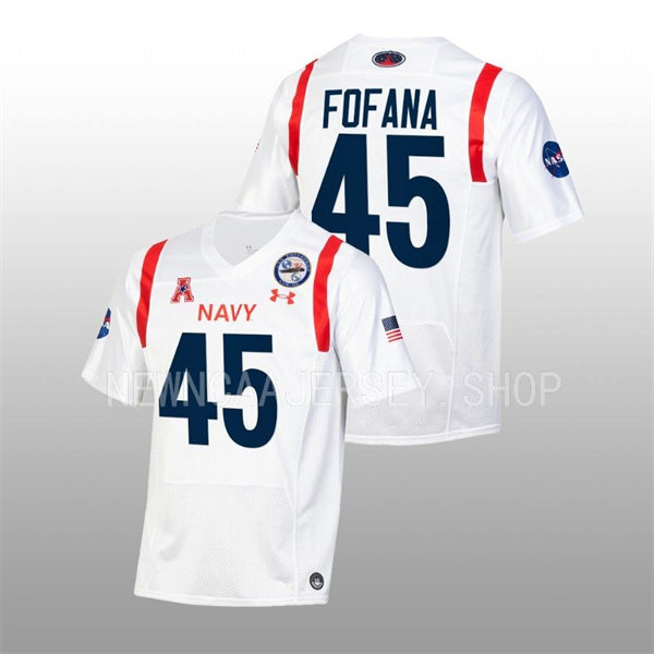 Mens Youth Navy Midshipmen #45 Daba Fofana 2022 White astronaut-themed alternate Football Jersey 