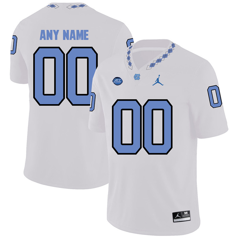 Mens Youth North Carolina Tar Heels Custom White College Football Game Jersey