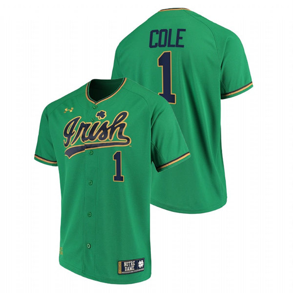Mens Youth Notre Dame Fighting Irish #1 Ryan Cole Green Limited College Baseball Jersey