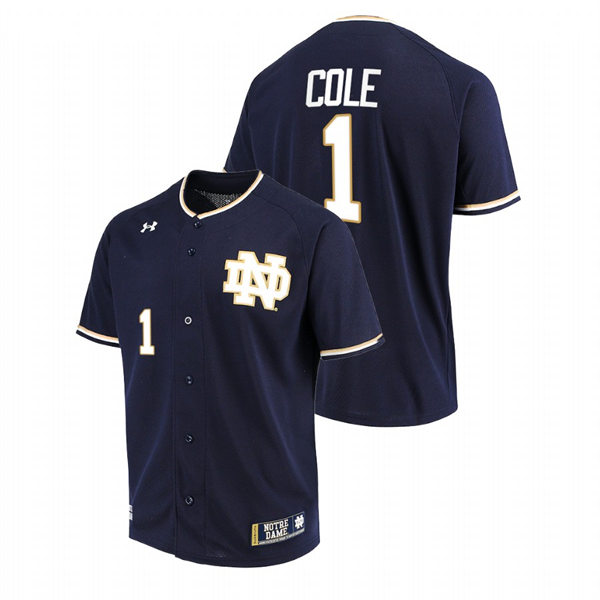 Mens Youth Notre Dame Fighting Irish #1 Ryan Cole Navy Limited College Baseball Jersey