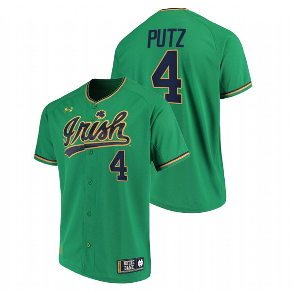 Mens Youth Notre Dame Fighting Irish #4 Carter Putz Green Limited College Baseball Jersey