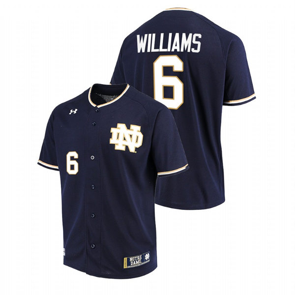 Mens Youth Notre Dame Fighting Irish #6 TJ Williams Navy Limited College Baseball Jersey