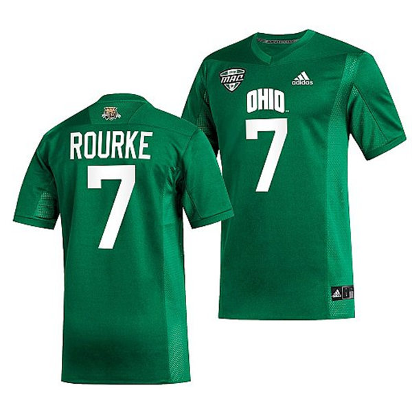 Mens Youth Ohio Bobcats #7 Kurtis Rourke Adidas 2023 Green College Football Game Jersey