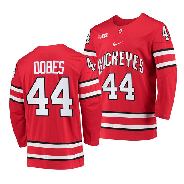 Mens Youth Ohio State Buckeyes #44 Jakub Dobes Nike Scarlet College Hockey Game Jersey