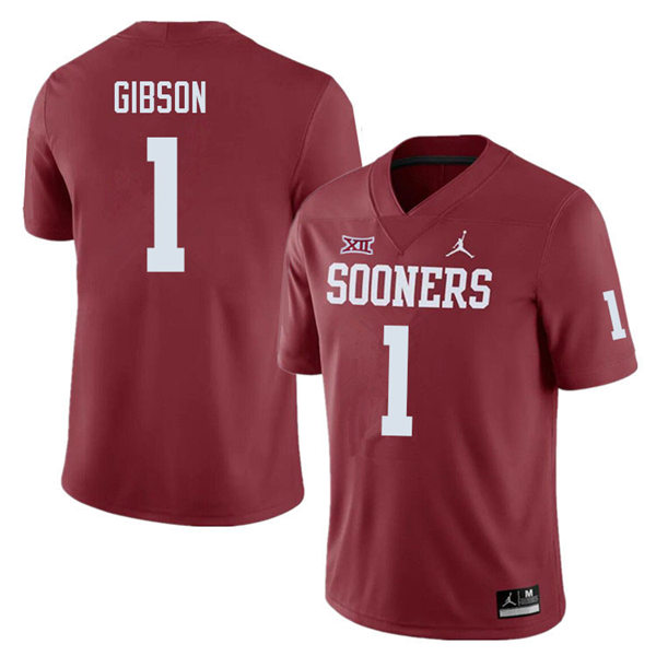 Mens Youth Oklahoma Sooners #1 Jayden Gibson 2022 Crimson College Football Game Jersey