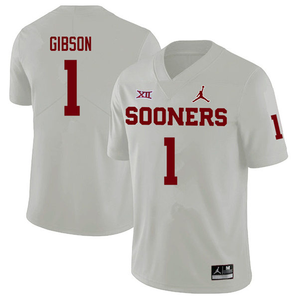 Mens Youth Oklahoma Sooners #1 Jayden Gibson 2022 White College Football Game Jersey
