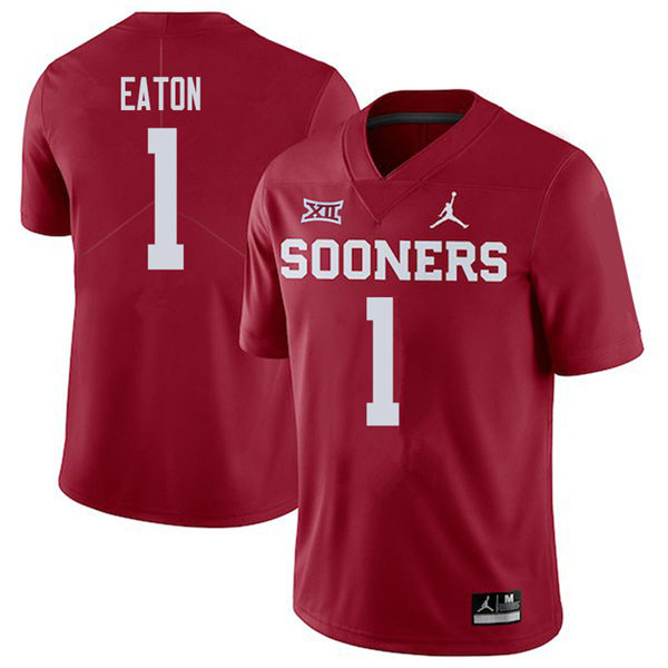 Mens Youth Oklahoma Sooners #1 Joshua Eaton 2022 Crimson College Football Game Jersey