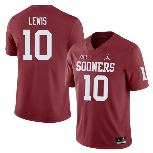 Mens Youth Oklahoma Sooners #10 Kip Lewis 2022 Crimson College Football Game Jersey