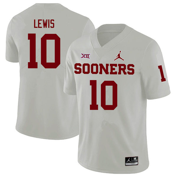 Mens Youth Oklahoma Sooners #10 Kip Lewis 2022 White College Football Game Jersey