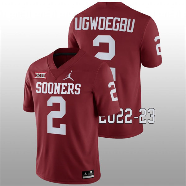 Mens Youth Oklahoma Sooners #2 David Ugwoegbu 2022 Crimson College Football Game Jersey 