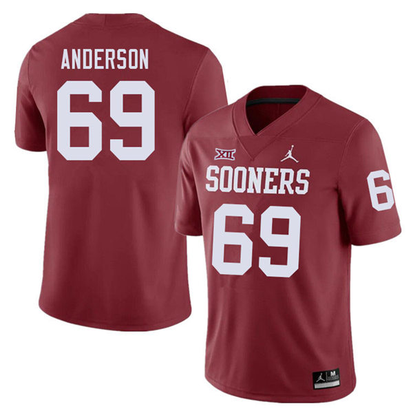 Mens Youth Oklahoma Sooners #69 Nate Anderson 2022 Crimson College Football Game Jersey