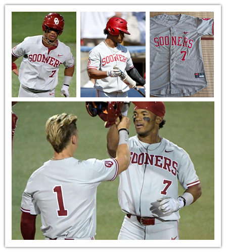 Mens Youth Oklahoma Sooners Custom Nike 2022 Grey Button Sooners College Baseball Game Jersey