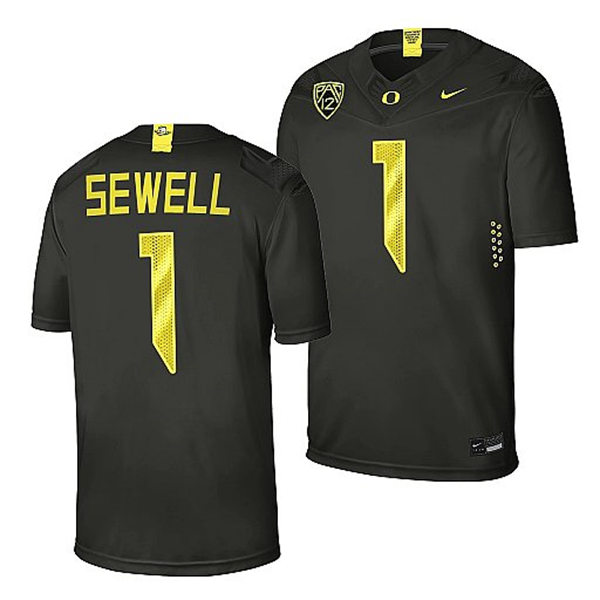Mens Youth Oregon Ducks #1 Noah Sewell Nike Alternate College Football Game Jersey - Sequoia 