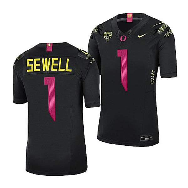 Mens Youth Oregon Ducks #1 Noah Sewell Nike Black College Football Game Jersey