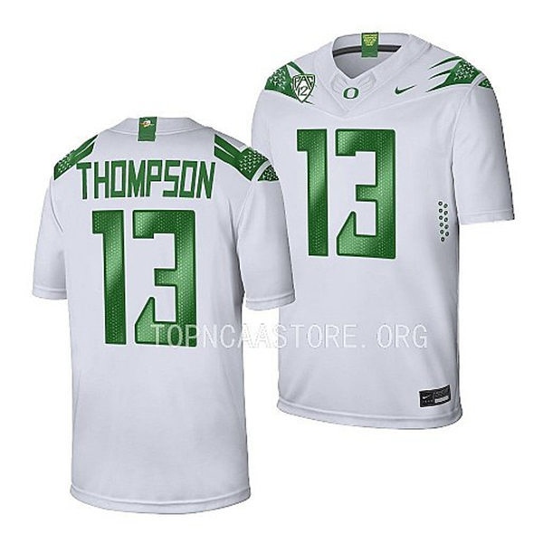Mens Youth Oregon Ducks #13 Ty Thompson Nike White College Football Game Jersey