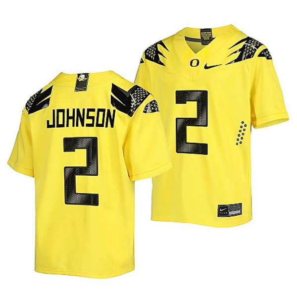 Mens Youth Oregon Ducks #2 DJ Johnson Nike Yellow College Football Game Jersey
