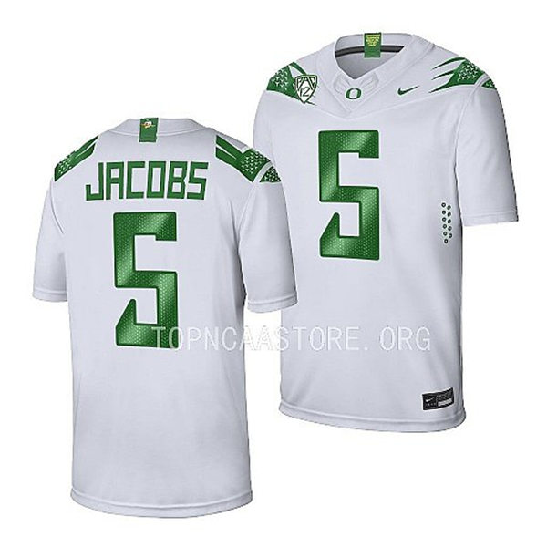 Mens Youth Oregon Ducks #5 Jestin Jacobs Nike White College Football Game Jersey