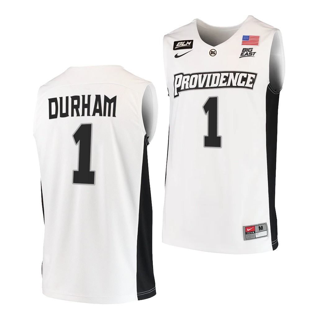 Mens Youth Providence Friars #1 Al Durham White 2021-22 College Basketball Game Jersey