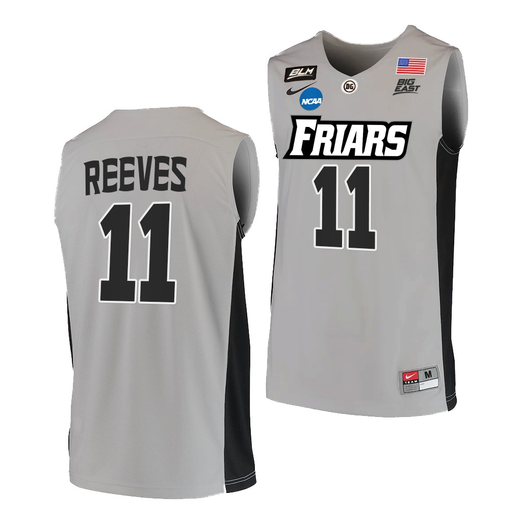 Mens Youth Providence Friars #11 A.J. Reeves Grey 2021-22 College Basketball Game Jersey