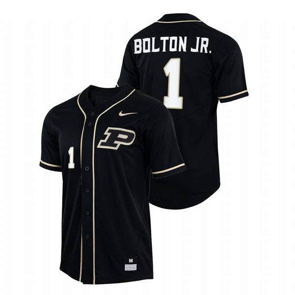 Mens Youth Purdue Boilermakers #1 Mike Bolton Jr. Nike Black College Baseball Game Jersey 