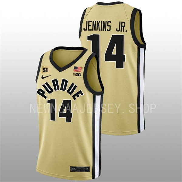 Mens Youth Purdue Boilermakers #14 David Jenkins Jr. 2022-23 Maize College Basketball Game Jersey 