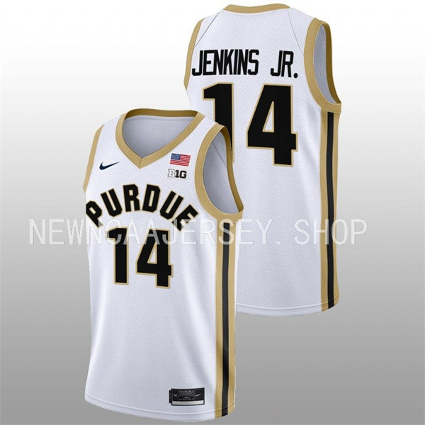 Mens Youth Purdue Boilermakers #14 David Jenkins Jr. 2022-23 White College Basketball Game Jersey 
