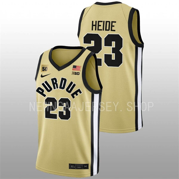 Mens Youth Purdue Boilermakers #23 Camden Heide 2022-23 Maize College Basketball Game Jersey 