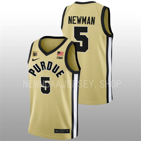 Mens Youth Purdue Boilermakers #5 Brandon Newman 2022-23 Maize College Basketball Game Jersey 