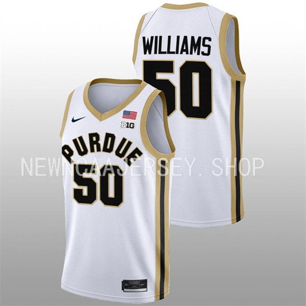 Mens Youth Purdue Boilermakers #50 Trevion Williams 2022-23 White College Basketball Game Jersey 