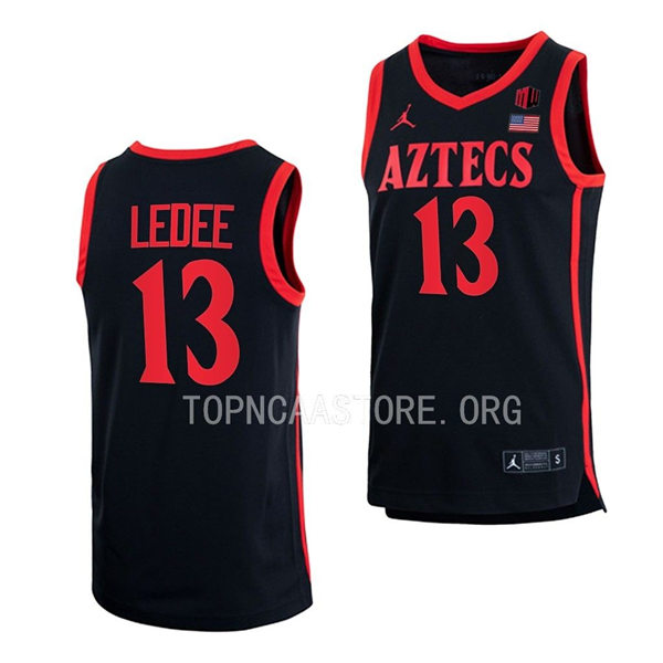 Mens Youth San Diego State Aztecs #13 Jaedon LeDee 2022-23 Black College Basketball Game Jersey 