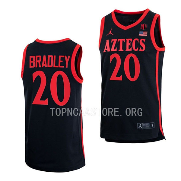 Mens Youth San Diego State Aztecs #20 Matt Bradley 2022-23 Black College Basketball Game Jersey 