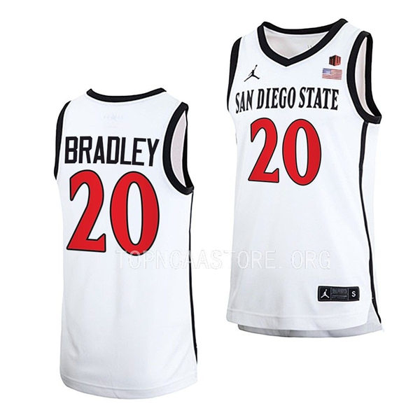 Mens Youth San Diego State Aztecs #20 Matt Bradley 2022-23 White College Basketball Game Jersey 
