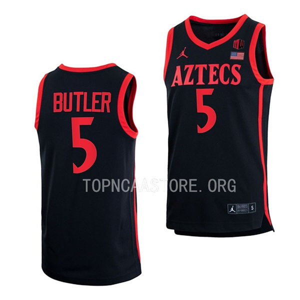 Mens Youth San Diego State Aztecs #5 Lamont Butler 2022-23 Black College Basketball Game Jersey 