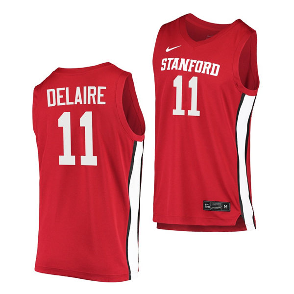Mens Youth Stanford Cardinal #11 Jaiden Delaire Cardinal College Basketball Alumni Jersey 